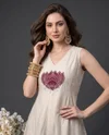 K 1207 By Naisha Roman Embroidery Kurti With Bottom Dupatta 